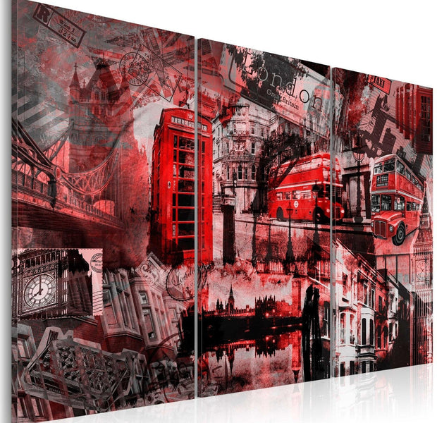 Stretched Canvas Places - Red London-Tiptophomedecor