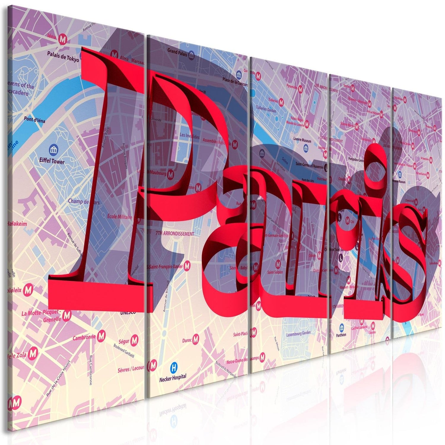 Stretched Canvas Places - Red Paris Narrow-Tiptophomedecor