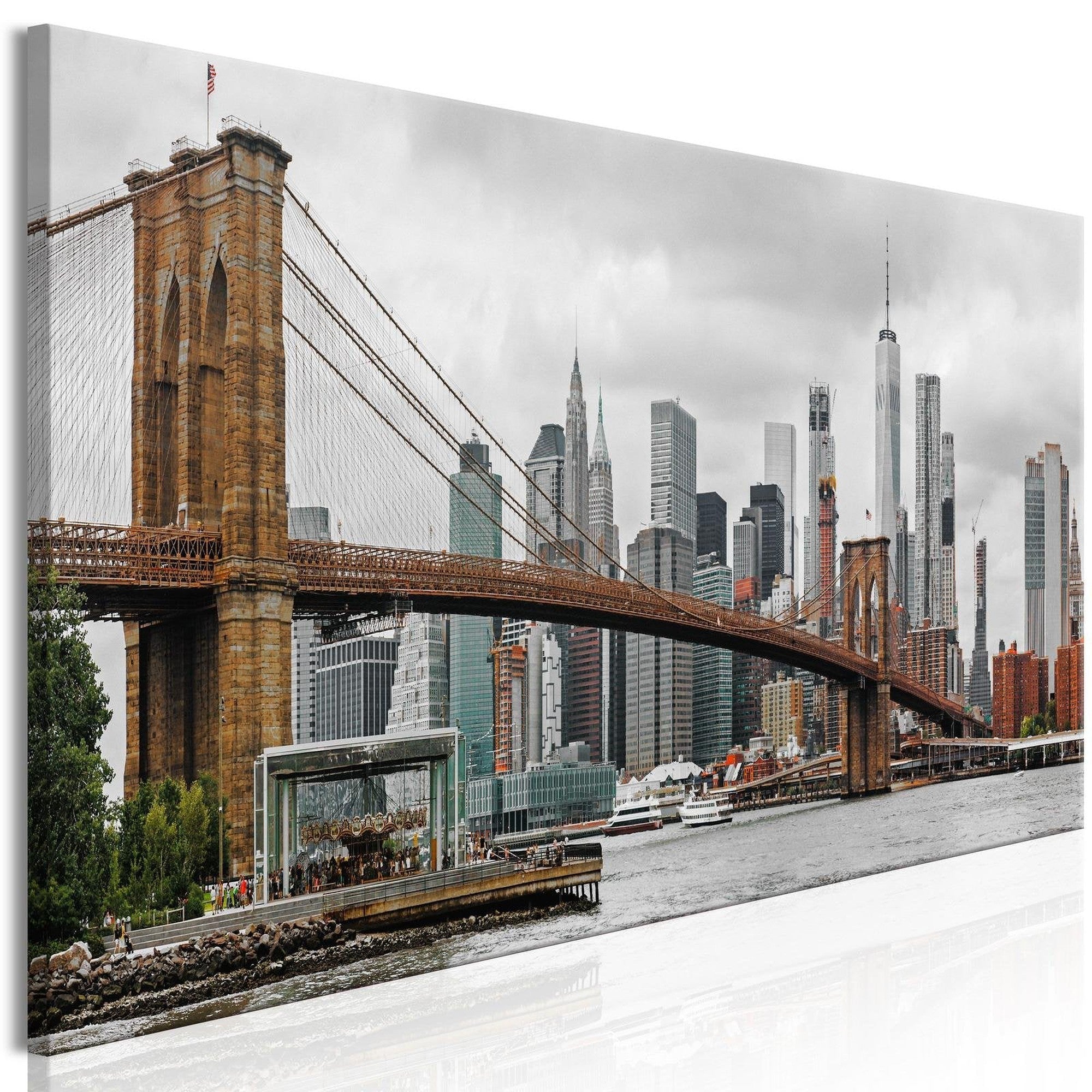 Stretched Canvas Places - Road To Manhattan Narrow Colourful-Tiptophomedecor