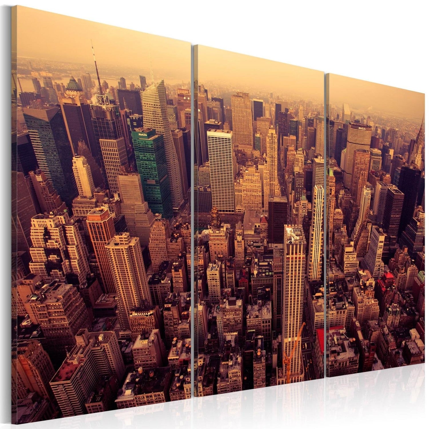 Stretched Canvas Places - Sunset Over New York-Tiptophomedecor