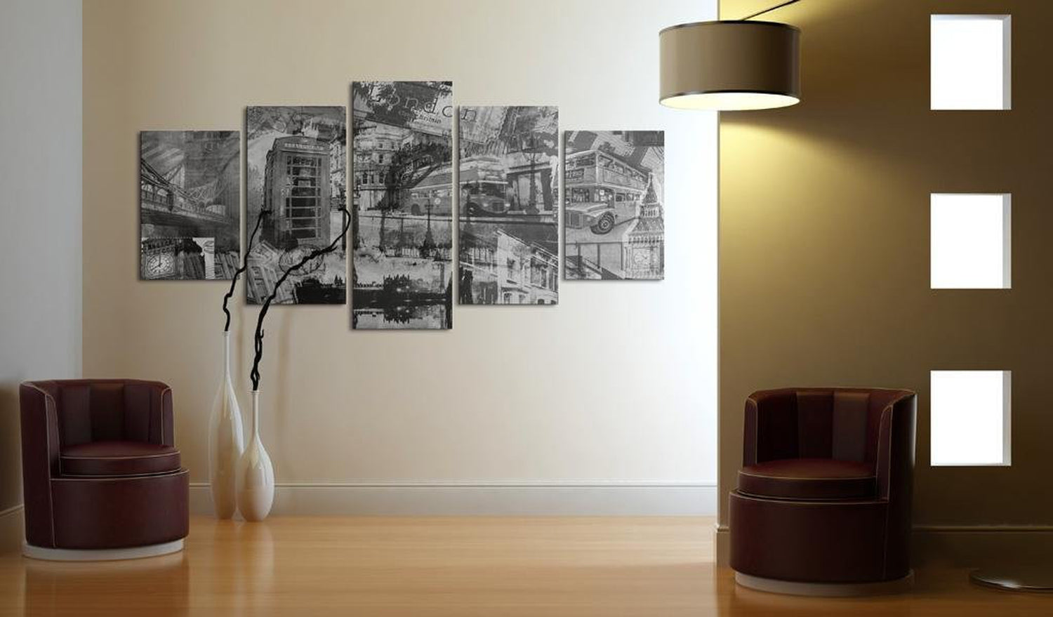 Stretched Canvas Places - The Essence Of London - 5 Pieces-Tiptophomedecor