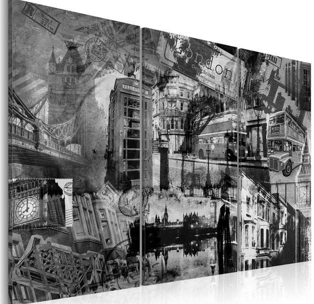 Stretched Canvas Places - The Essence Of London - Triptych-Tiptophomedecor
