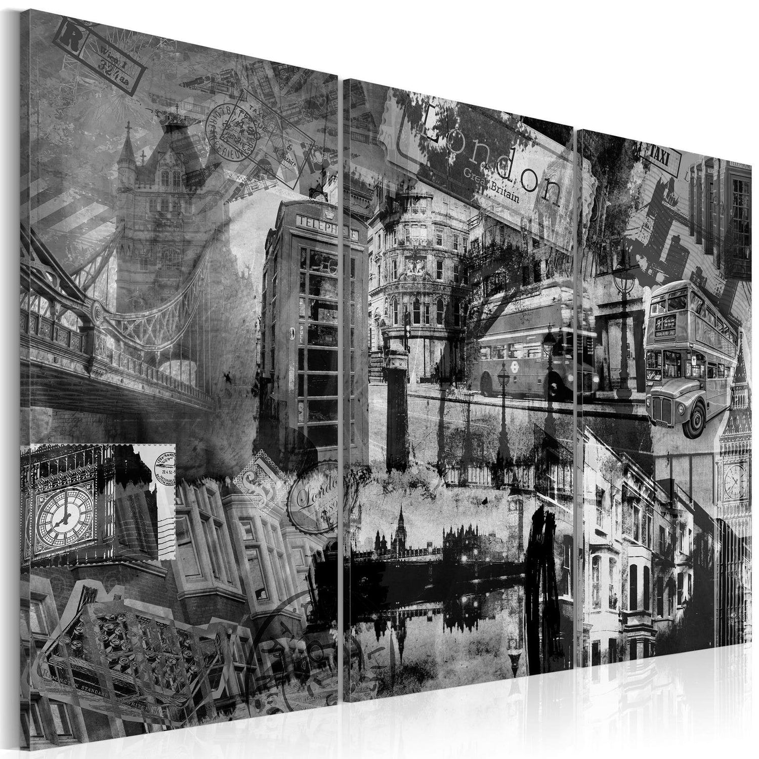 Stretched Canvas Places - The Essence Of London - Triptych-Tiptophomedecor