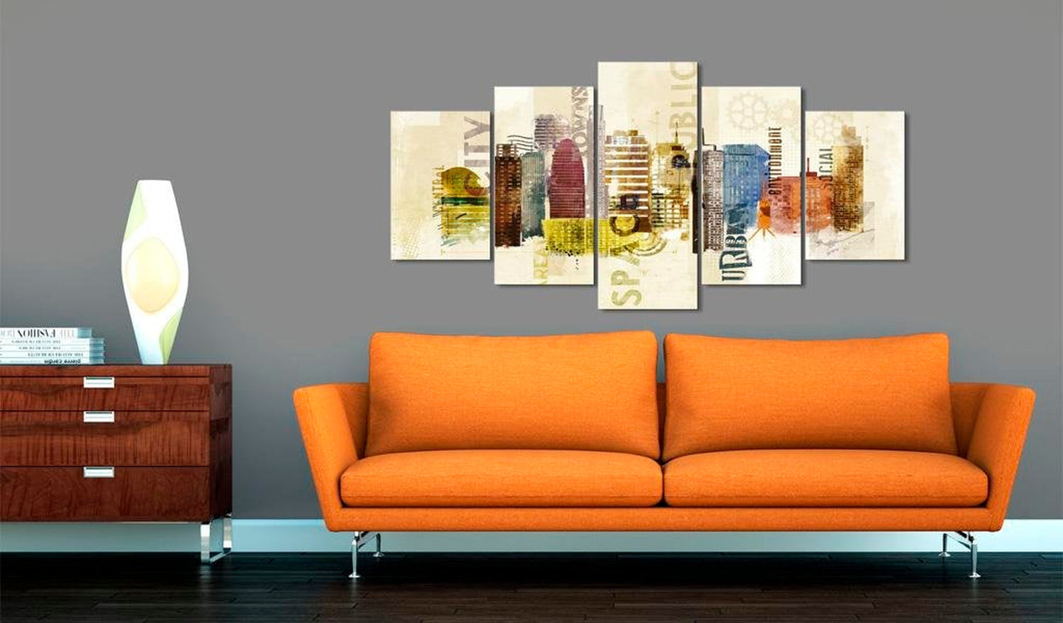 Stretched Canvas Places - Urban Design - 5 Pieces-Tiptophomedecor