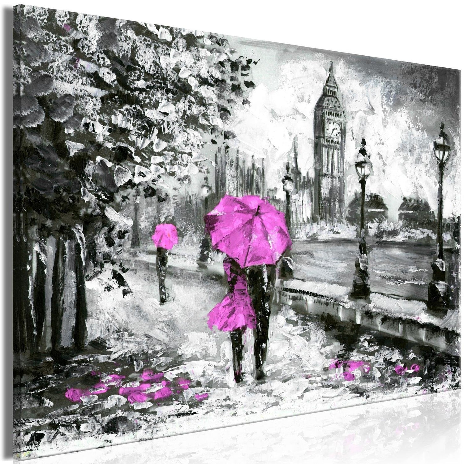 Stretched Canvas Places - Walk In London Wide Pink-Tiptophomedecor