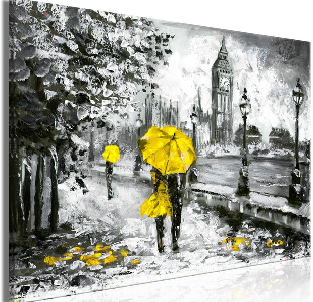 Stretched Canvas Places - Walk In London Wide Yellow-Tiptophomedecor