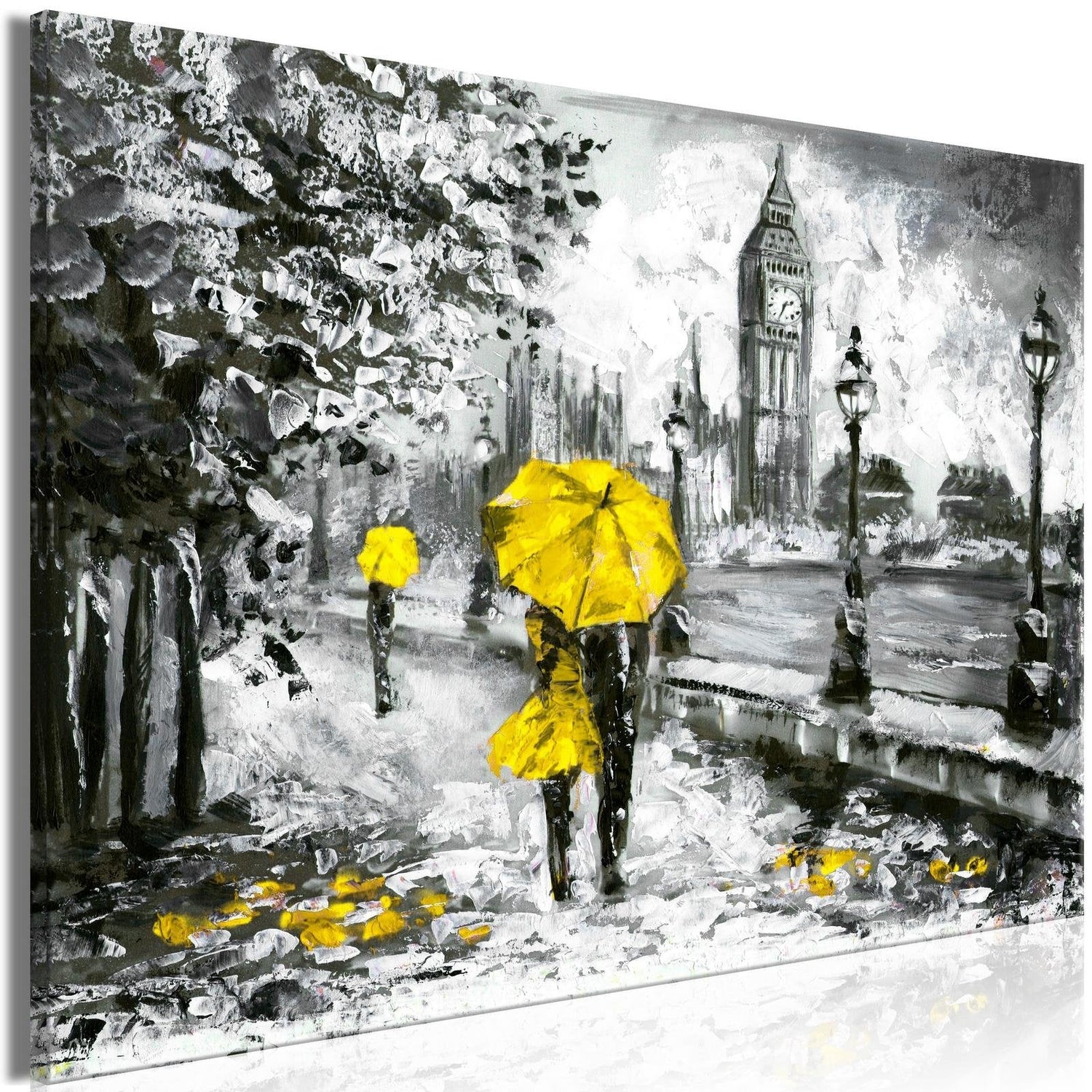 Stretched Canvas Places - Walk In London Wide Yellow-Tiptophomedecor