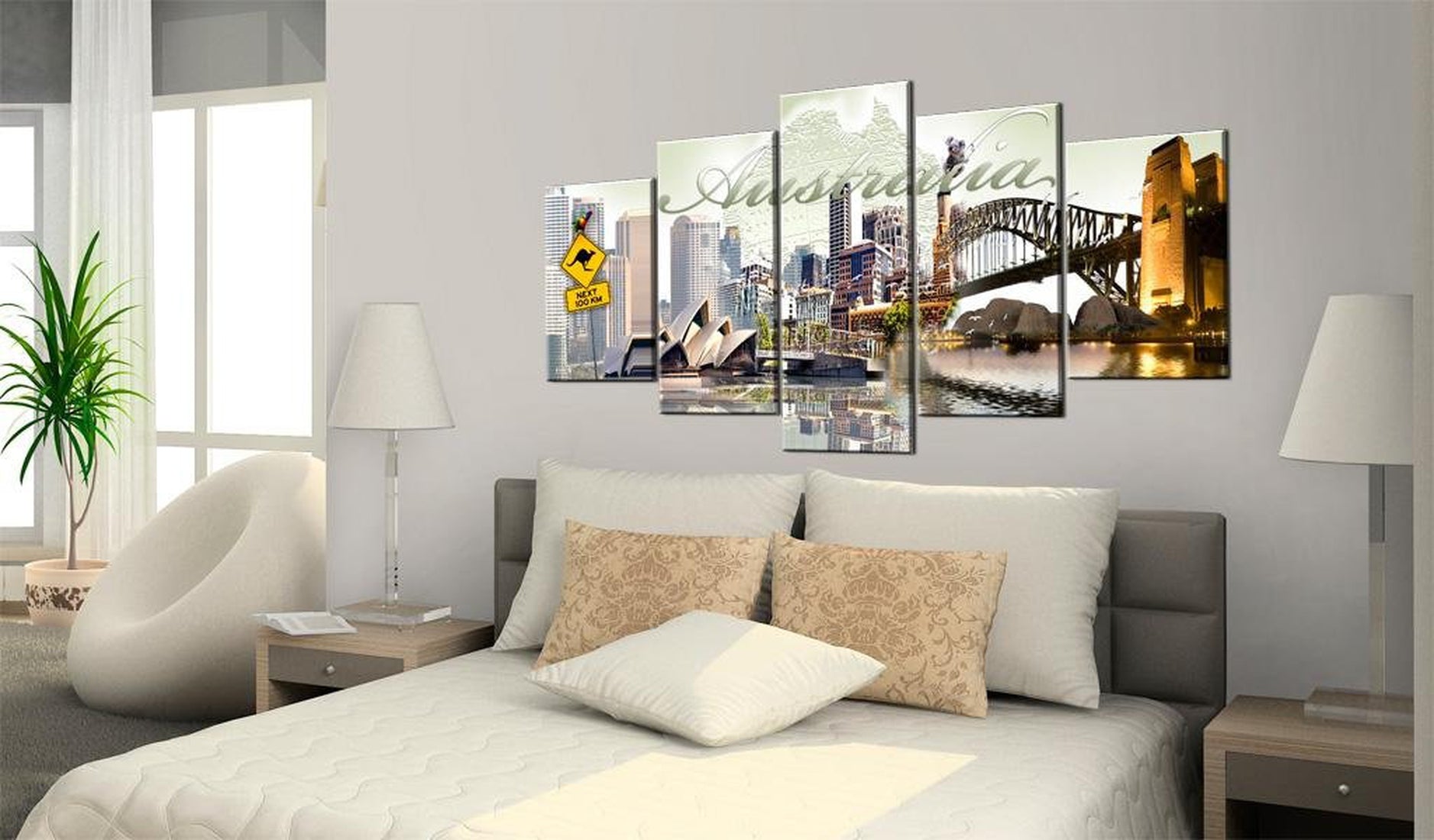 Stretched Canvas Places - Welcome To Australia!-Tiptophomedecor