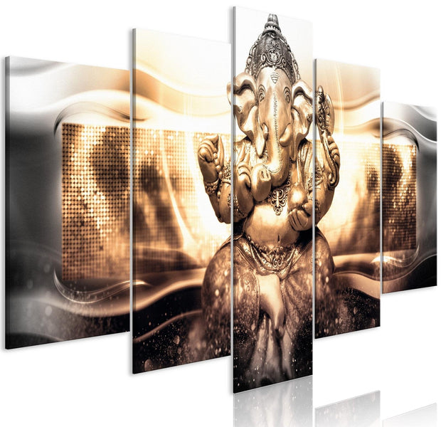 Stretched Canvas Print - Buddha Style Golden 5 Piece-Tiptophomedecor