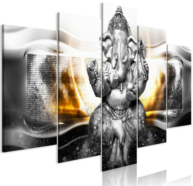 Stretched Canvas Print - Buddha Style Silver 5 Piece-Tiptophomedecor