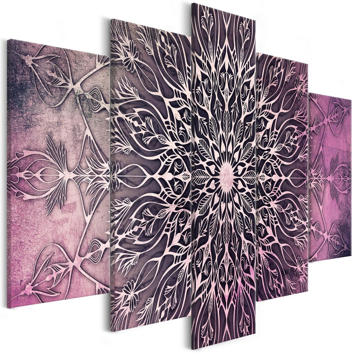 Stretched Canvas Print - Center Pink 5 Piece-Tiptophomedecor