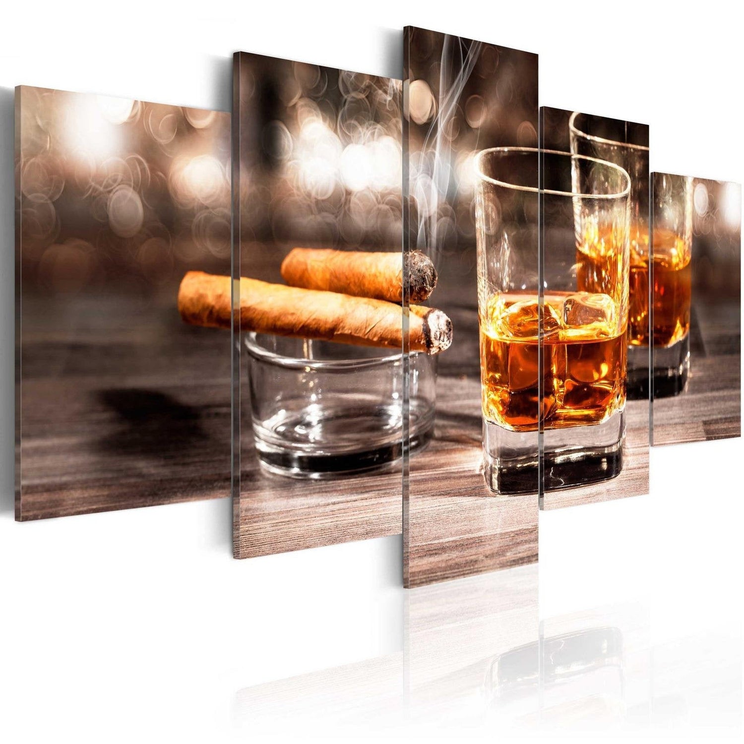Stretched Canvas Still Life Art - Cigar And Whiskey-Tiptophomedecor