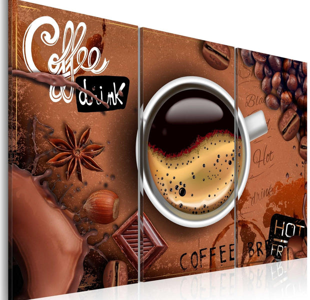 Stretched Canvas Still Life Art - Cup Of Hot Coffee-Tiptophomedecor