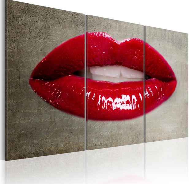 Stretched Canvas Still Life Art - Female Lips-Tiptophomedecor