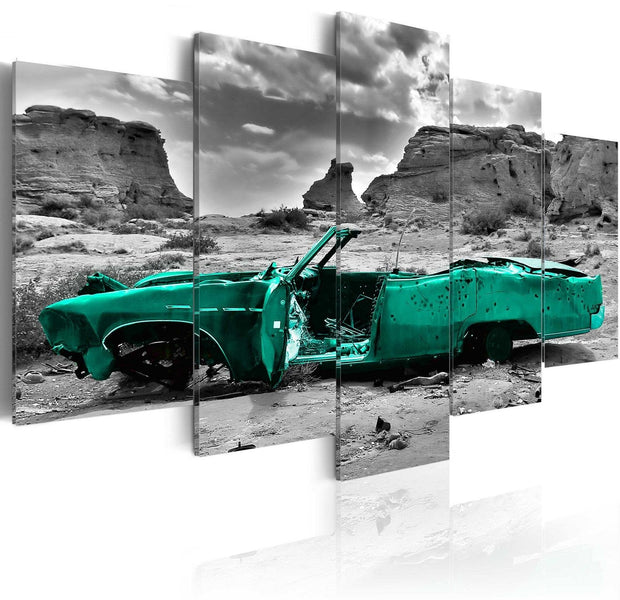 Stretched Canvas Still Life Art - Green Car-Tiptophomedecor