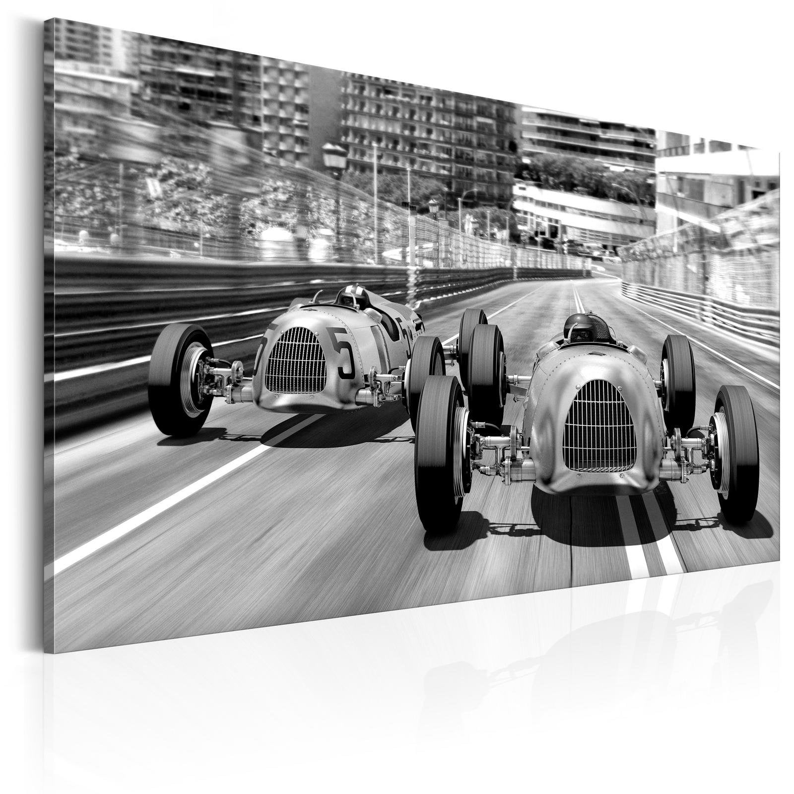 Stretched Canvas Still Life Art - Old Cars Racing-Tiptophomedecor