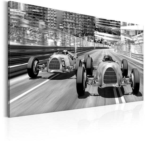 Stretched Canvas Still Life Art - Old Cars Racing-Tiptophomedecor