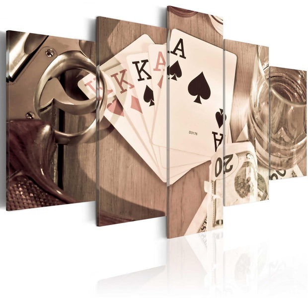 Stretched Canvas Still Life Art - Poker Night - Sepia-Tiptophomedecor