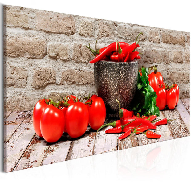 Stretched Canvas Still Life Art - Red Vegetables Brick Narrow-Tiptophomedecor