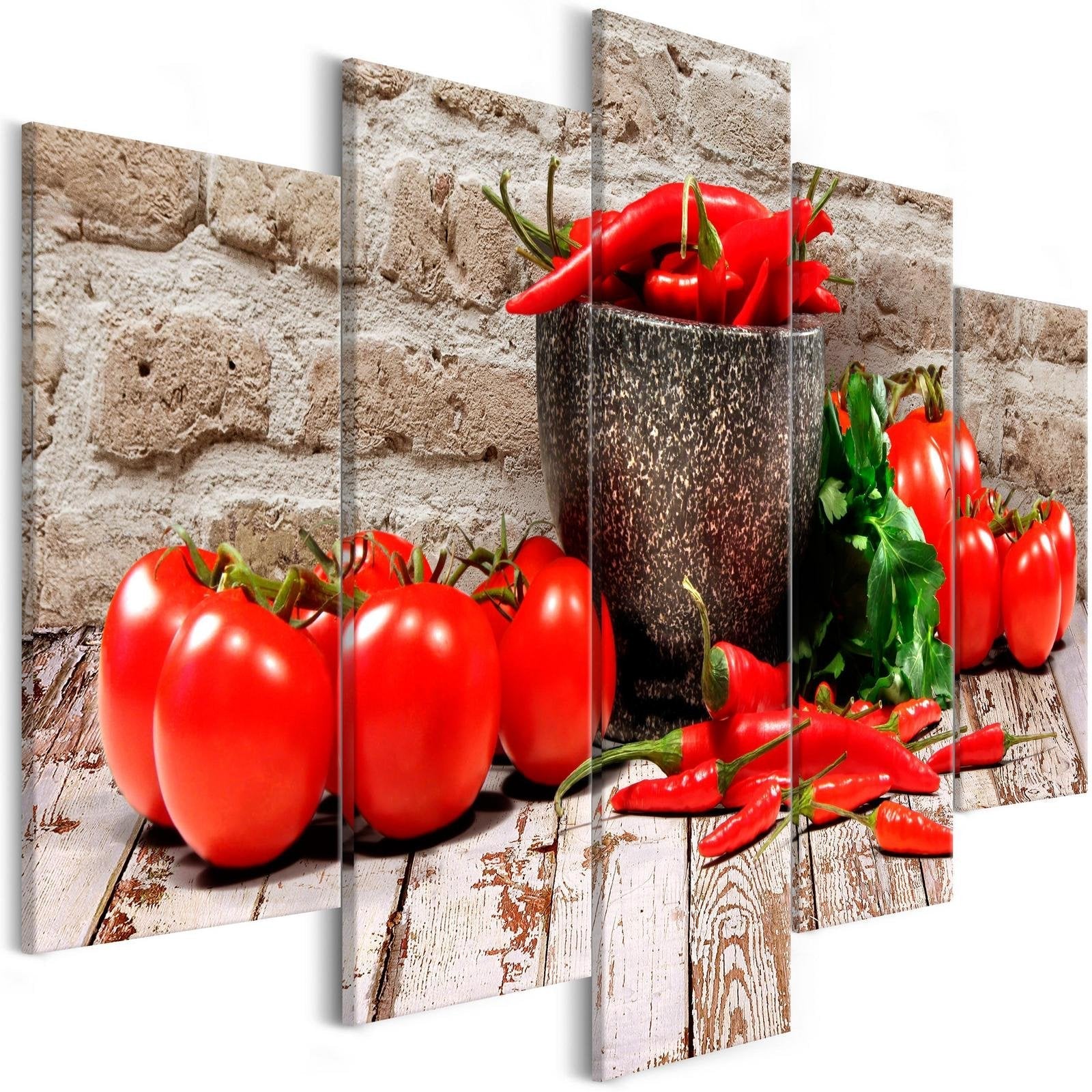 Stretched Canvas Still Life Art - Red Vegetables Brick Wide-Tiptophomedecor