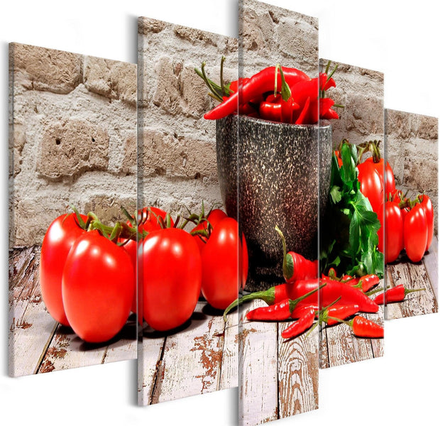 Stretched Canvas Still Life Art - Red Vegetables Brick Wide-Tiptophomedecor