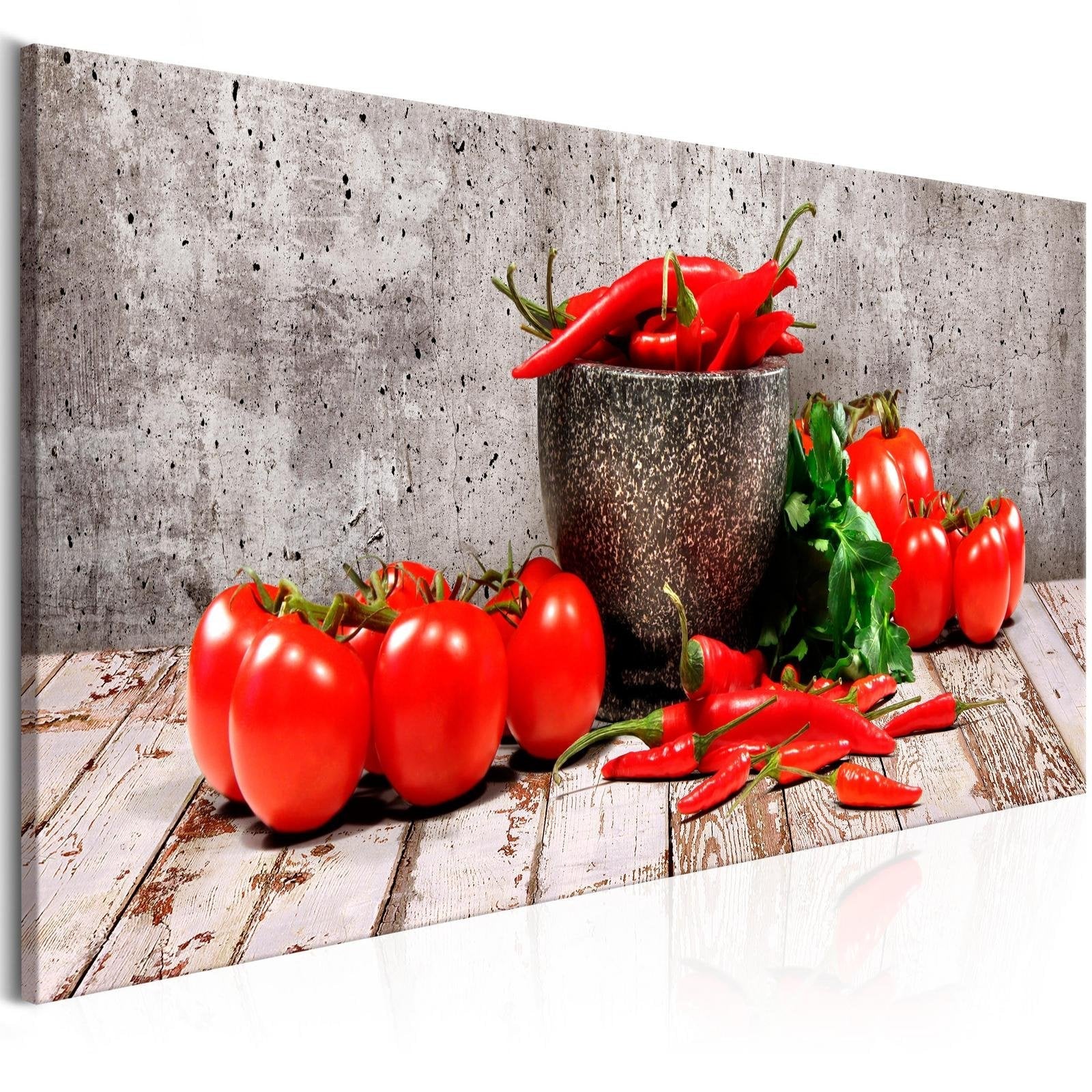 Stretched Canvas Still Life Art - Red Vegetables Concrete Narrow-Tiptophomedecor