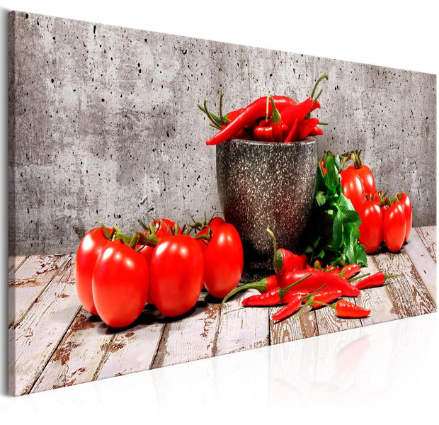 Stretched Canvas Still Life Art - Red Vegetables Concrete Narrow-Tiptophomedecor