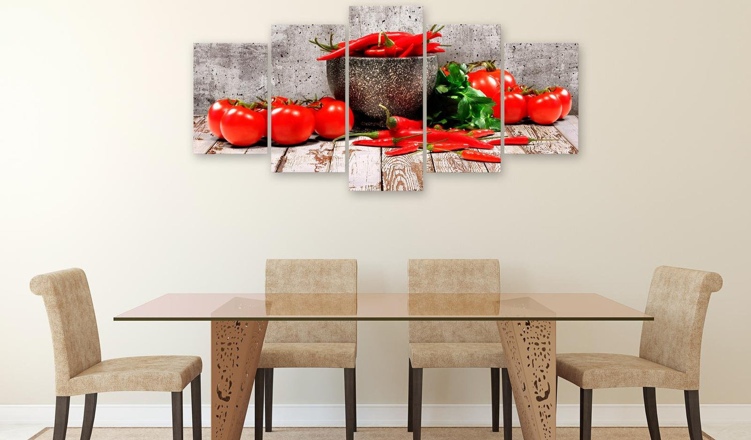 Stretched Canvas Still Life Art - Red Vegetables Concrete Wide-Tiptophomedecor