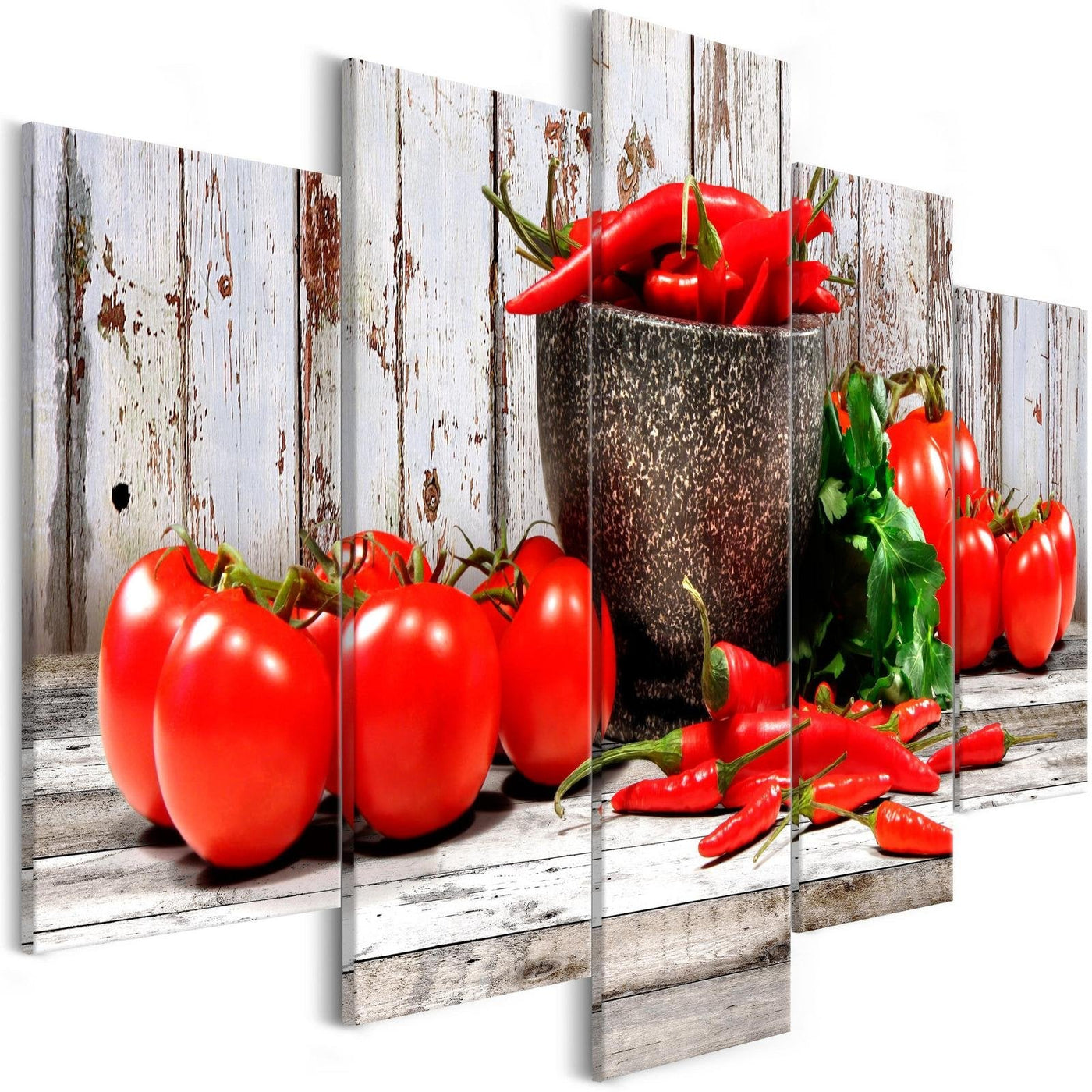 Stretched Canvas Still Life Art - Red Vegetables Wood Wide-Tiptophomedecor