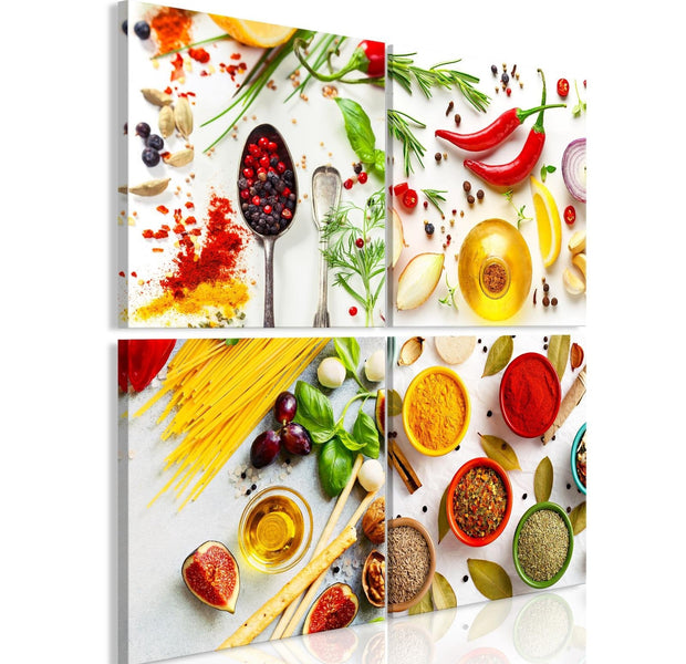 Stretched Canvas Still Life Art - Spices Of The World (4 Parts)-Tiptophomedecor
