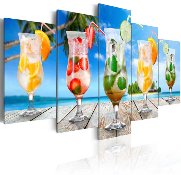Stretched Canvas Still Life Art - Summer Drinks-Tiptophomedecor