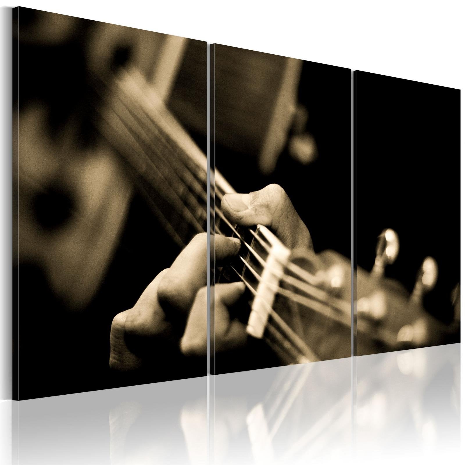 Stretched Canvas Still Life Art - The Magic Sound Of A Guitar-Tiptophomedecor