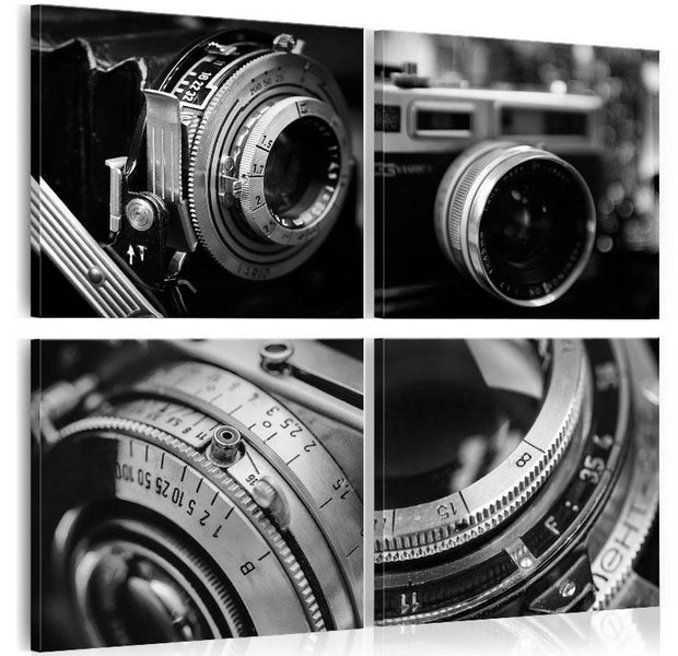 Stretched Canvas Still Life Art - Vintage Cameras-Tiptophomedecor