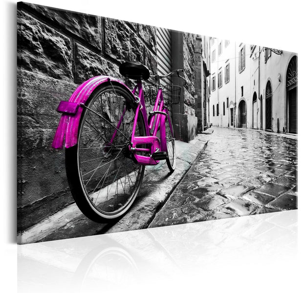 Stretched Canvas Still Life Art - Vintage Pink Bike-Tiptophomedecor