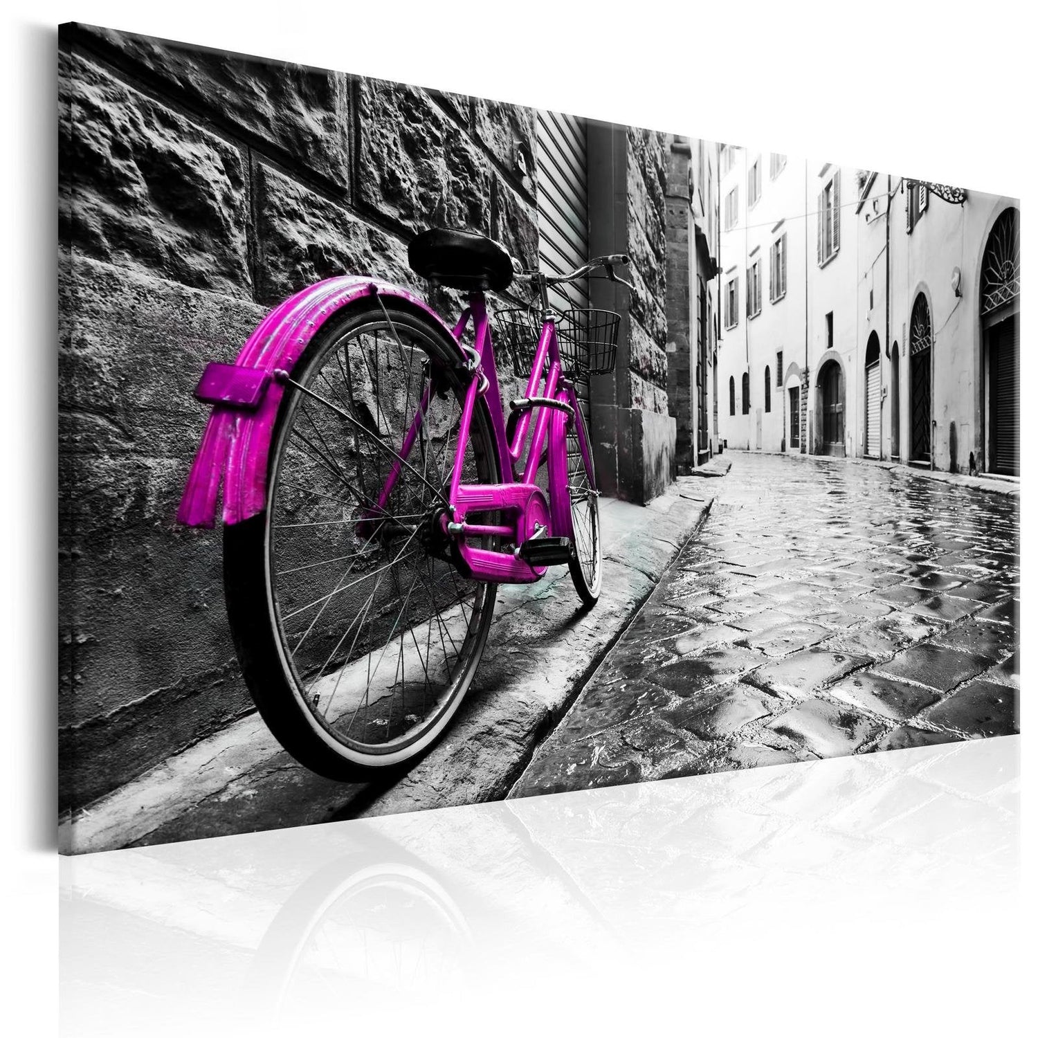 Stretched Canvas Still Life Art - Vintage Pink Bike-Tiptophomedecor