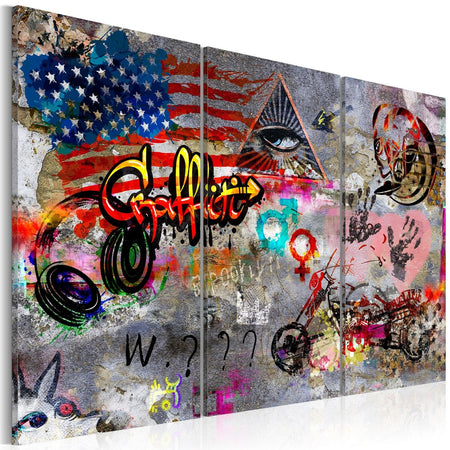 Stretched Canvas Street Art - American Graffiti-Tiptophomedecor