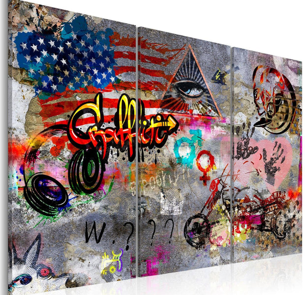 Stretched Canvas Street Art - American Graffiti-Tiptophomedecor