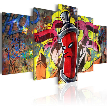 Stretched Canvas Street Art - Angry Spray Can-Tiptophomedecor