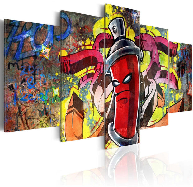 Stretched Canvas Street Art - Angry Spray Can-Tiptophomedecor