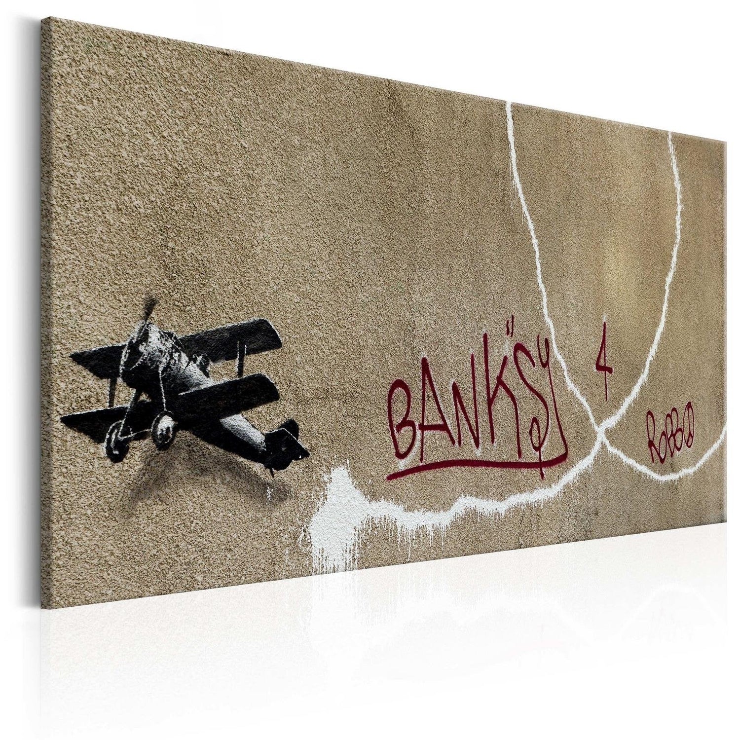 Stretched Canvas Street Art - Banksy: Airplane-Tiptophomedecor