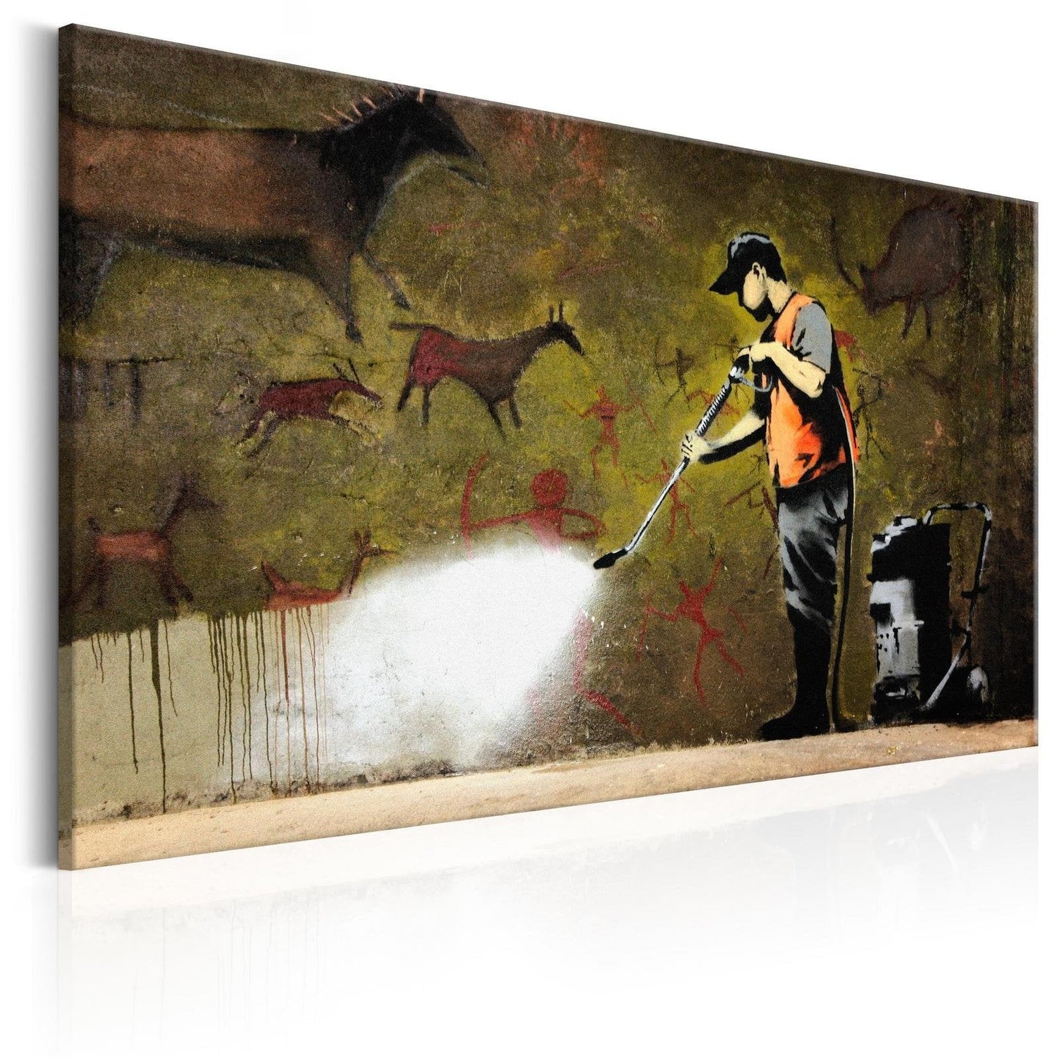 Stretched Canvas Street Art - Banksy: Cave Painting-Tiptophomedecor