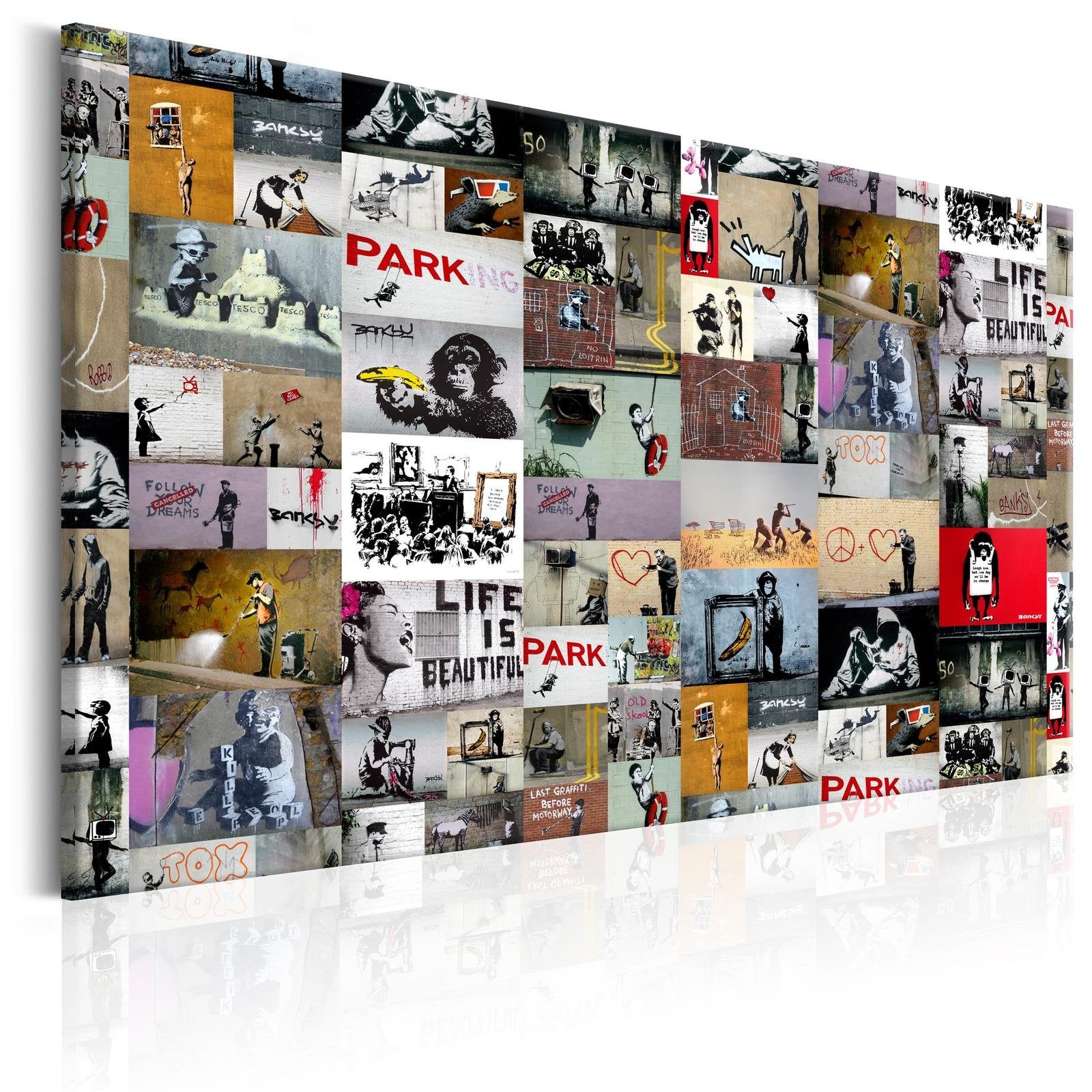 3-Pcs Framed Banksy Graffiti Wall Art Love Canvas lovers 3-Pcs Framed Banksy Graffiti Wall Art Love Canvas lovers