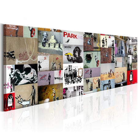 Stretched Canvas Street Art - Banksy Collage-Tiptophomedecor
