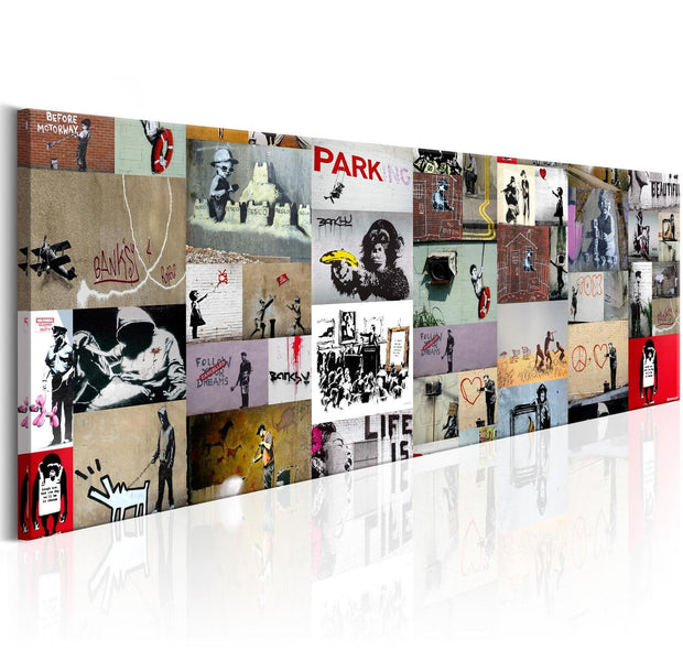 Stretched Canvas Street Art - Banksy Collage-Tiptophomedecor
