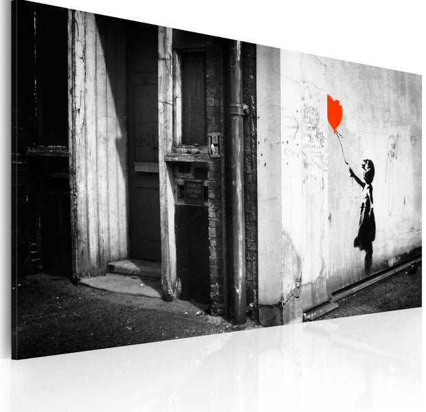 Stretched Canvas Street Art - Banksy: Girl With Balloon-Tiptophomedecor