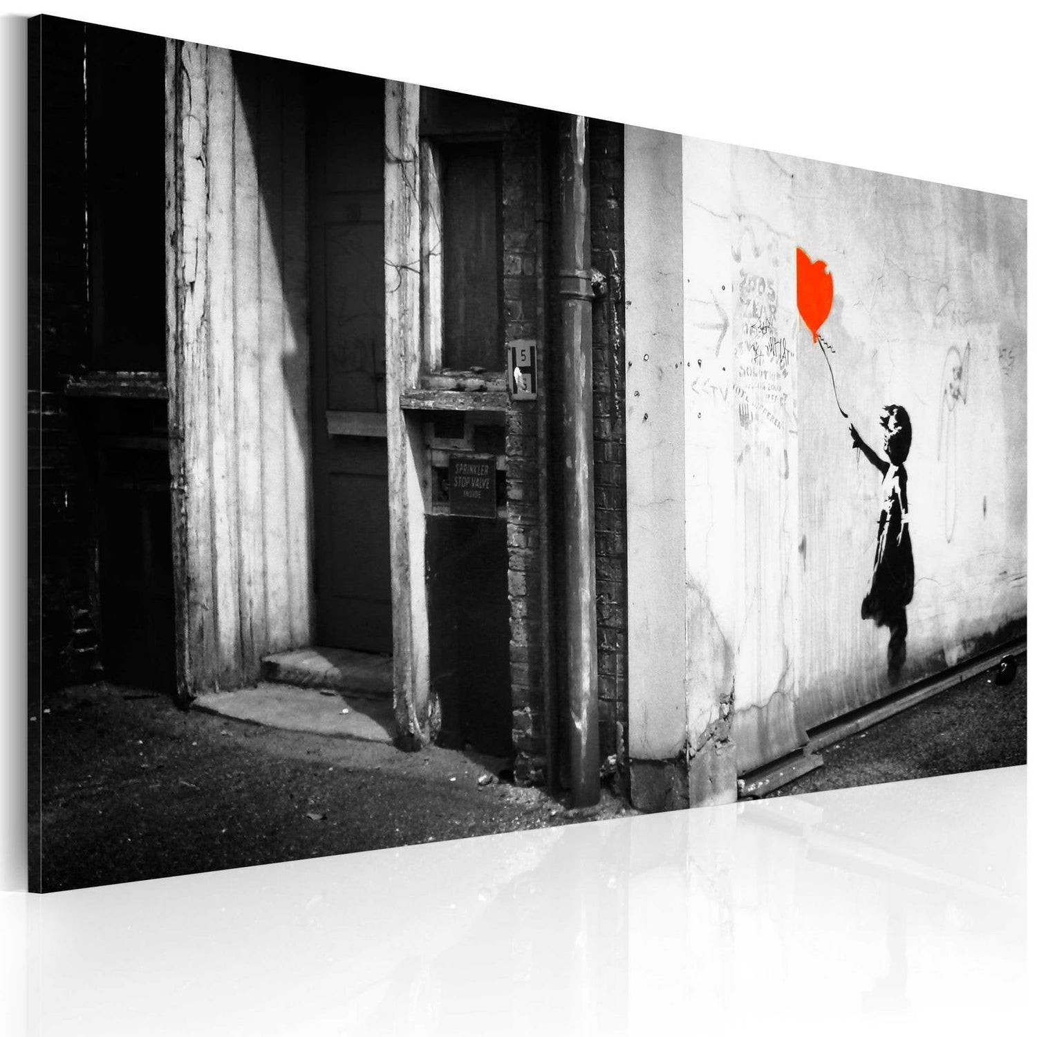 Stretched Canvas Street Art - Banksy: Girl With Balloon-Tiptophomedecor
