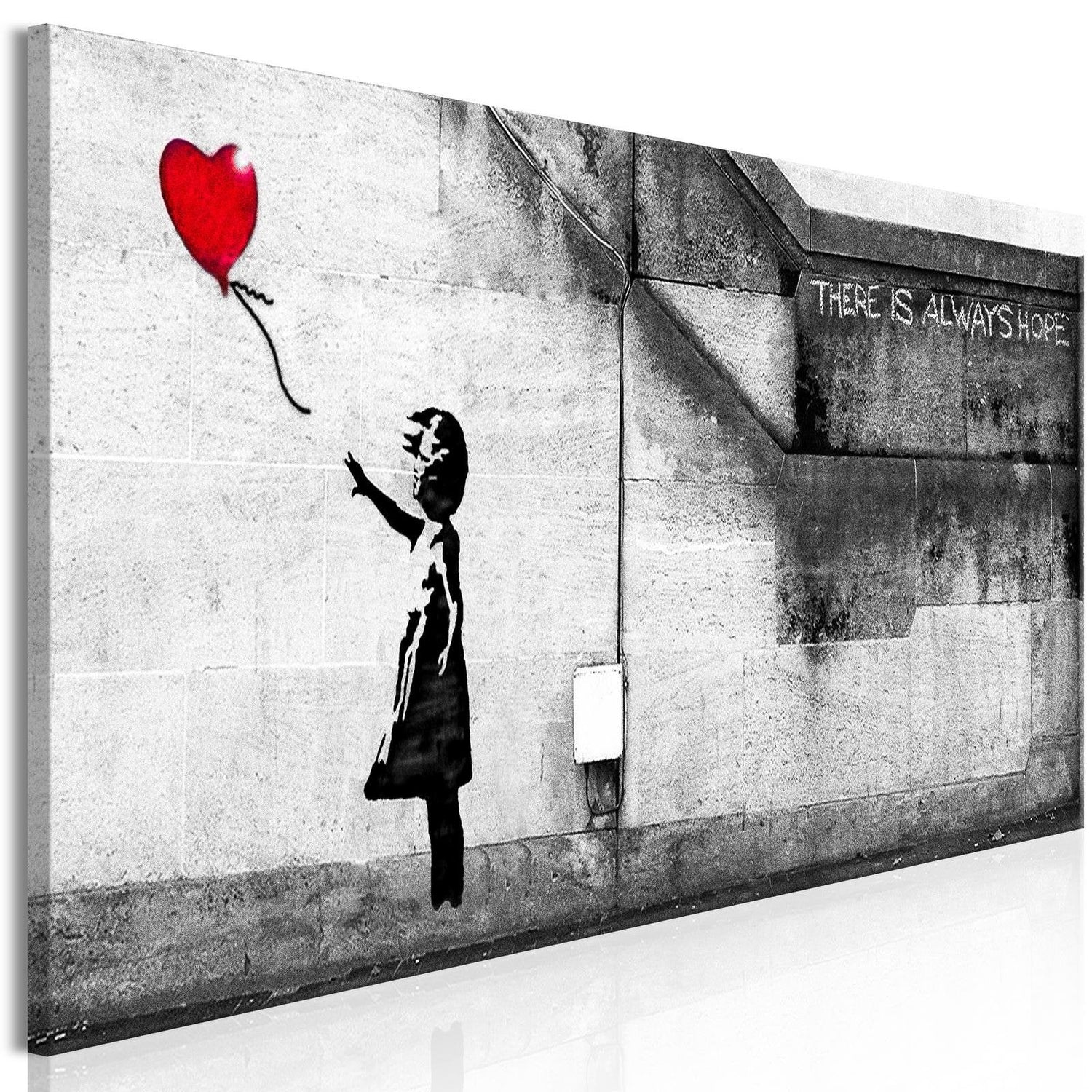 Stretched Canvas Street Art - Banksy: Girl With Red Balloon-Tiptophomedecor