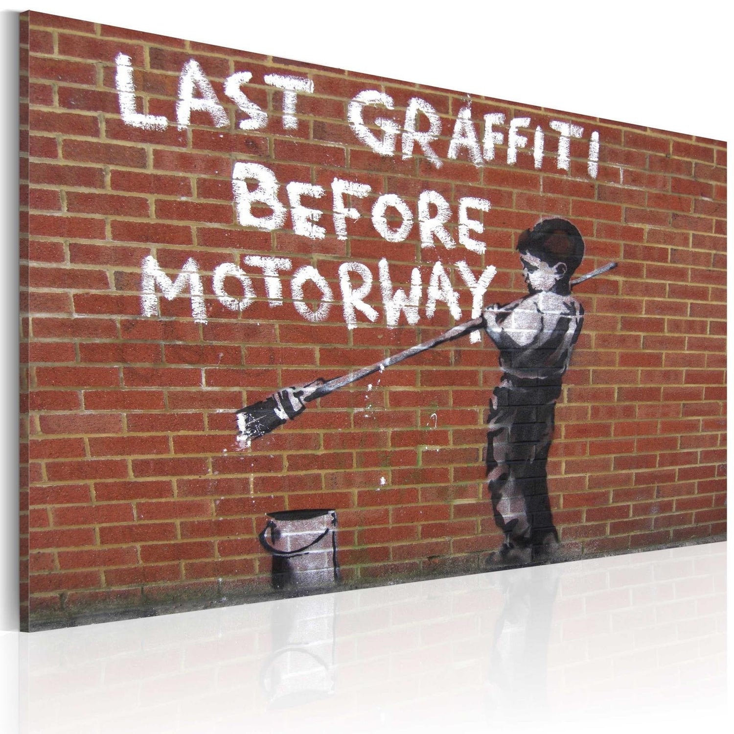 Stretched Canvas Street Art - Banksy: Last Graffiti Before Motorway-Tiptophomedecor