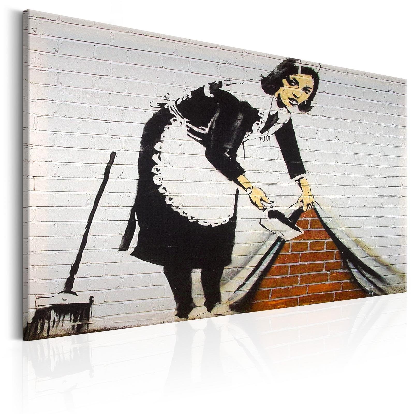 Stretched Canvas Street Art - Banksy: Maid In London-Tiptophomedecor