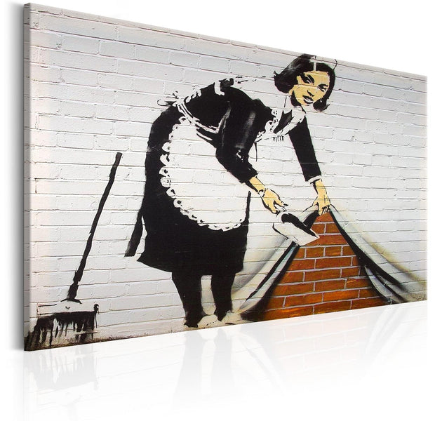 Stretched Canvas Street Art - Banksy: Maid In London-Tiptophomedecor